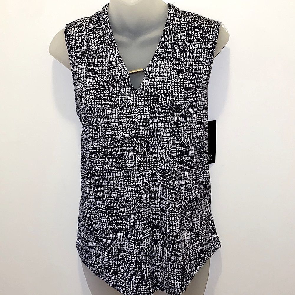 Jones New York Black White Tank Sleeveless Dress Shirt Top Women’s Small S - NWT
